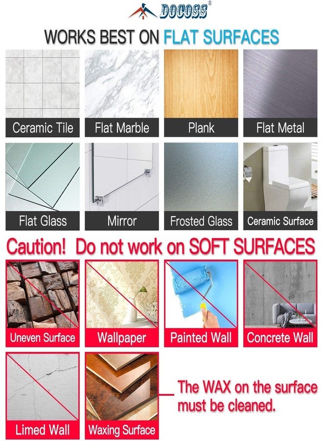 دوكوس - عبوة من 8 خطافات جدارية ذاتية اللصق بدون مسامير لتعليق الملابس والمناشف، خطافات جدارية لاصقة للحمام والمطبخ - تتحمل حتى 1 كجم (أبيض)، مصنوعة من مادة PVC - Image 4